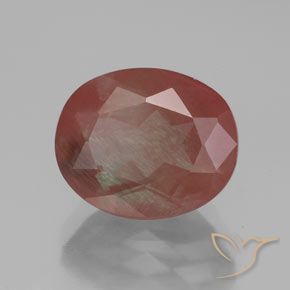 Labradorite andésine Rouge moyen naturelle ovale, 3.63 ct, Transparent / Translucide