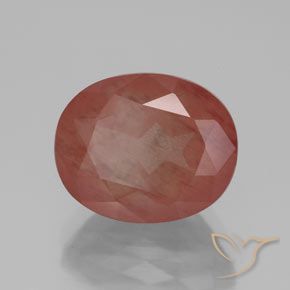Labradorite andésine Rouge moyen naturelle ovale, 3.94 ct, Transparent / Translucide