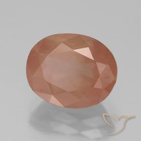 Labradorite andésine Orange rougeâtre naturelle ovale, 3.75 ct, Transparent / Translucide