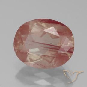 Labradorite andésine Rouge-orange naturelle ovale, 3.36 ct, Transparent / Translucide