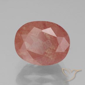 Labradorite andésine Orange rougeâtre pâle naturelle ovale, 3.07 ct, Transparent / Translucide