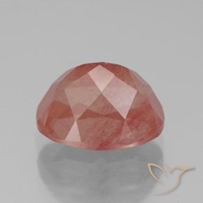 Labradorite andésine Orange rougeâtre pâle naturelle ovale, 3.07 ct, Transparent / Translucide