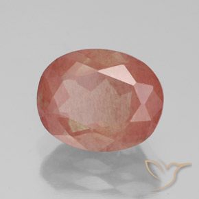 Labradorite andésine Rouge moyen naturelle ovale, 2.90 ct, Transparent