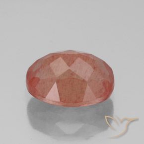 Labradorite andésine Rouge moyen naturelle ovale, 2.90 ct, Transparent