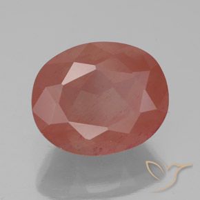 Labradorite andésine Orange rougeâtre pâle naturelle ovale, 3.85 ct, Transparent / Translucide