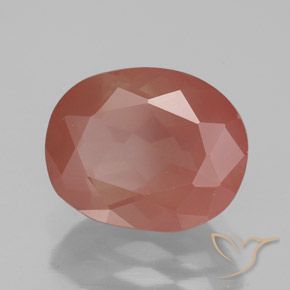 Labradorite andésine Orange rougeâtre pâle naturelle ovale, 3.44 ct, Transparent / Translucide