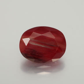 Andésine labradorite rouge naturelle coupe ovale, 2,30 ct, translucide