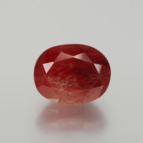 Andésine labradorite rouge naturelle coupe ovale, 2,88 ct, translucide