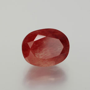 Andésine labradorite rouge naturelle coupe ovale, 2,88 ct, translucide