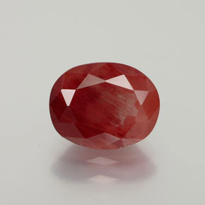 Labradorite andésine Miel Rouge naturelle Coupe ovale, 2.40 ct, Translucide