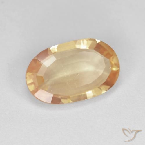 Labradorite andésine Orange cantaloup naturelle ovale, 2.23 ct, Transparent