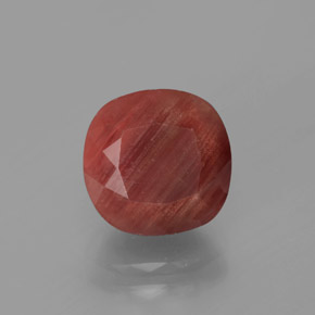 Andésine labradorite rouge naturelle coupe coussin, 3,12 ct, translucide