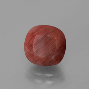 Andésine labradorite rouge naturelle coupe coussin, 3,12 ct, translucide