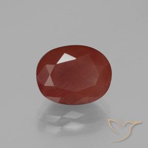 Labradorite andésine Rouge-orange naturelle ovale, 2.88 ct, Translucide