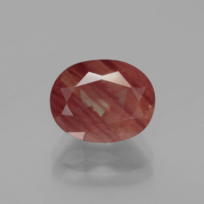 Andésine labradorite rouge naturelle coupe ovale, 2,88 ct, translucide
