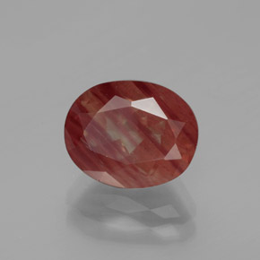 Andésine labradorite rouge naturelle coupe ovale, 2,88 ct, translucide