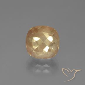 3.40ct Naturel Doré pêche léger Labradorite andésine, Coussin, Transparent