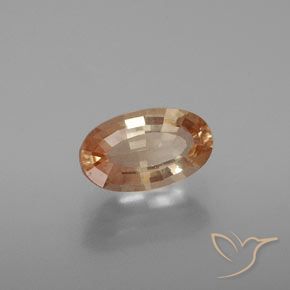 Labradorite andésine Pêche moyen naturelle Coupe ovale, 1.48 ct, Transparent