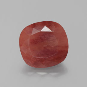 Andésine labradorite rouge naturelle coupe coussin, 2,46 ct, translucide