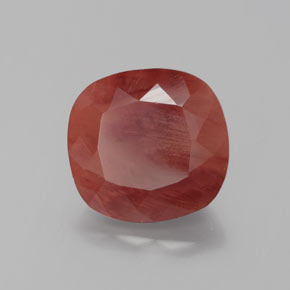 Andésine labradorite rouge naturelle coupe coussin, 2,46 ct, translucide