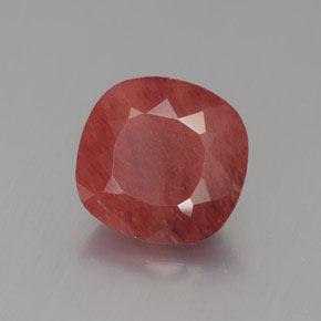 Andésine labradorite rouge naturelle coupe coussin, 2,38 ct, translucide