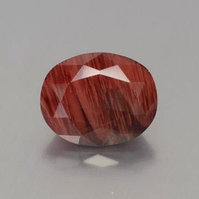 Andésine labradorite rouge naturelle coupe ovale, 2,60 ct, translucide