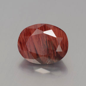 Andésine labradorite rouge naturelle coupe ovale, 2,60 ct, translucide