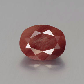 Andésine labradorite rouge naturelle coupe ovale, 1,96 ct, translucide