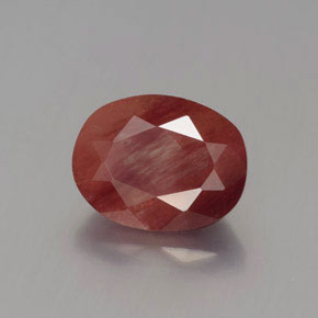 Andésine labradorite rouge naturelle coupe ovale, 1,96 ct, translucide