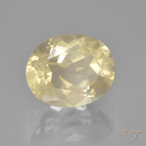Labradorite andésine Jaune clair naturelle ovale, 3.86 ct, Transparent