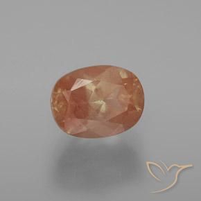 Labradorite andésine Orange pamplemousse naturelle ovale, 3.54 ct, Transparent