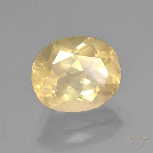 Andésine labradorite doré naturelle coupe ovale, 3,83 ct, transparent