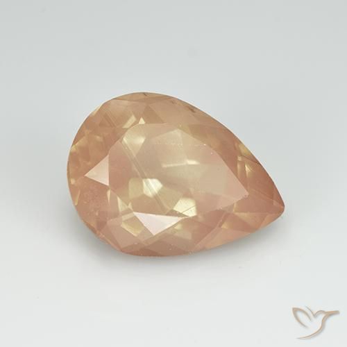Labradorite andésine Orange clair naturelle En forme de poire, 3.31 ct, Transparent