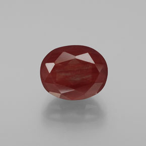 Labradorite andésine Miel Rouge naturelle Coupe ovale, 4.09 ct, Translucide