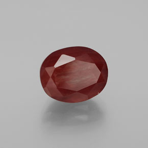 Labradorite andésine Miel Rouge naturelle Coupe ovale, 4.09 ct, Translucide