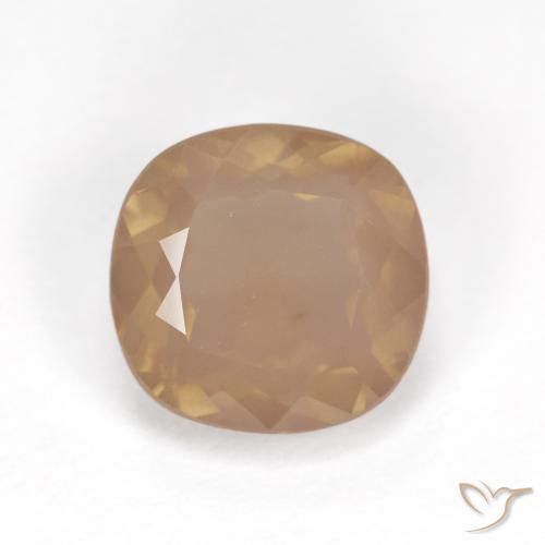 3.26ct Naturel Orange pêche léger Labradorite andésine, Coussin, Transparent