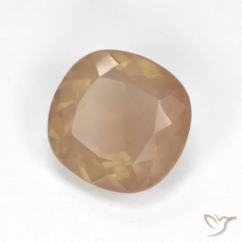Labradorite andésine Orange pêche léger naturelle Coussin, 3.26 ct, Transparent
