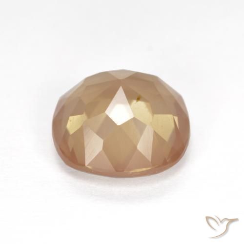 Labradorite andésine Orange pêche léger naturelle Coussin, 3.26 ct, Transparent