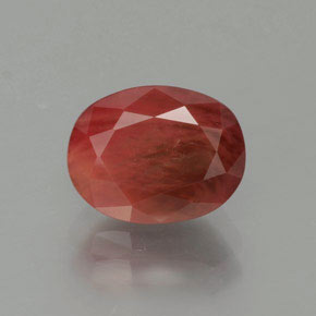 Andésine labradorite rouge naturelle coupe ovale, 1,81 ct, translucide