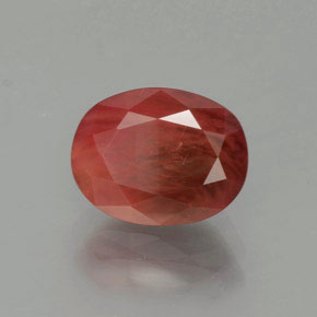 Andésine labradorite rouge naturelle coupe ovale, 1,81 ct, translucide