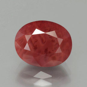 Andésine labradorite rouge naturelle coupe ovale, 3,37 ct, translucide