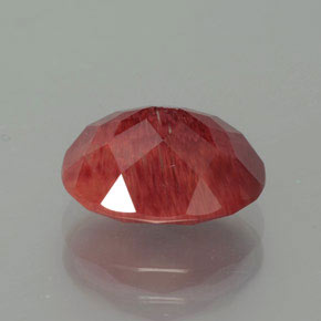Labradorite andésine Miel Rouge naturelle Coupe ovale, 2.73 ct, Translucide