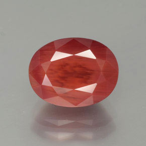Andésine labradorite rouge naturelle coupe ovale, 2,53 ct, translucide
