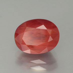 Andésine labradorite rouge naturelle coupe ovale, 2,53 ct, translucide