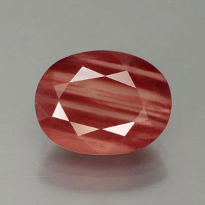 Andésine labradorite rouge naturelle transparent, 4,09 ct, transparent / translucide