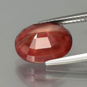 Andésine labradorite rouge naturelle transparent, 4,09 ct, transparent / translucide