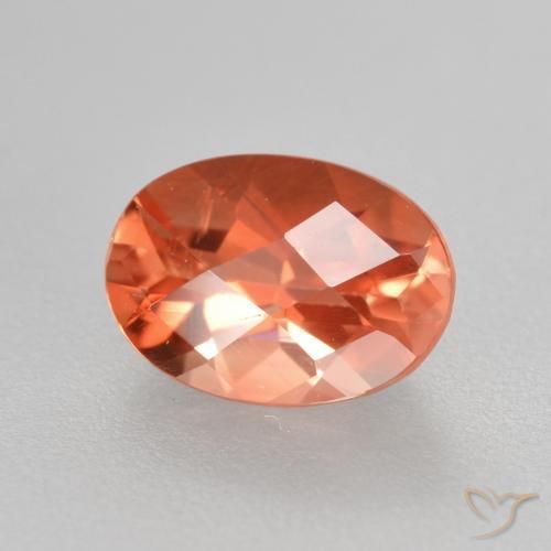 Andésine labradorite rouge naturelle coupe ovale, 0,75 ct, VVS-VS