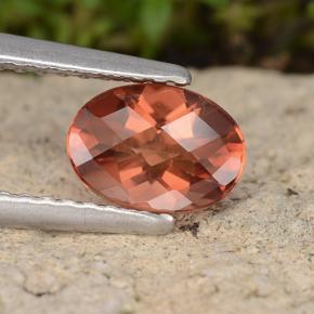 Andésine labradorite orange naturelle coupe ovale, 0,74 ct, VVS