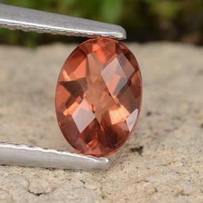 Andésine labradorite orange naturelle coupe ovale, 0,74 ct, VVS