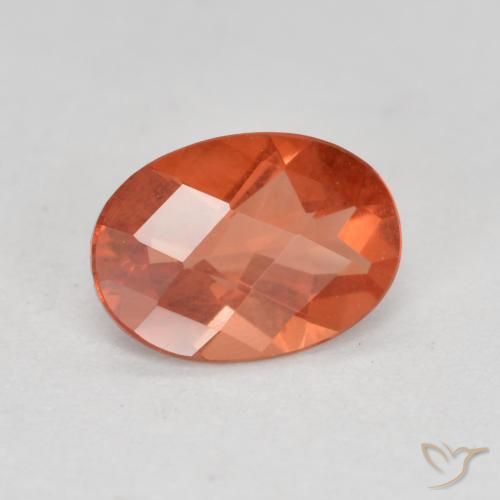 Labradorite andésine Rouge-orange naturelle Coupe ovale, 0.64 ct, VVS-VS